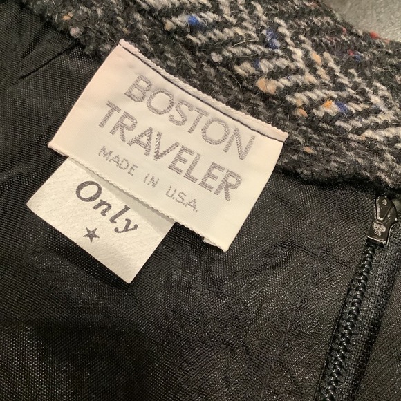 Vintage Boston Traveler Wool Stripe Tweed Herringbone Skirt Gray Melange - Picture 12 of 13